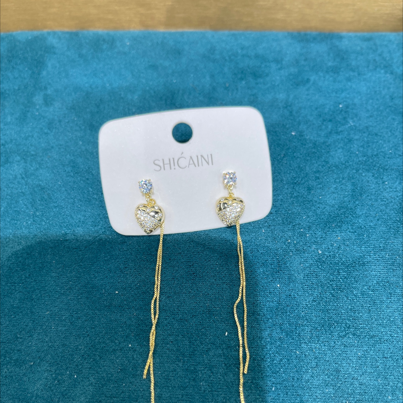 Silver needle micro-inlaid earrings with peach heart