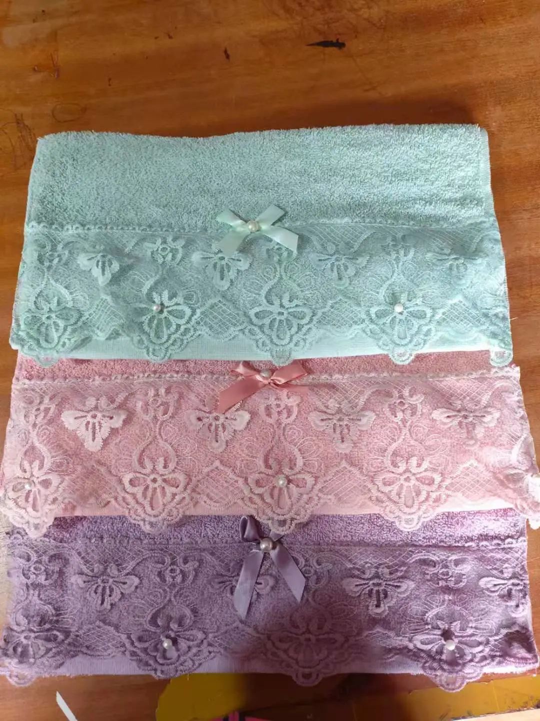 Caixing Foreign Trade lace bath towels of various sizes detail image 6