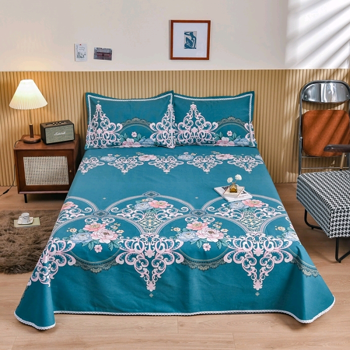 Cotton old coarse cloth three-piece set bed sheet coarse cloth mat all quilted single 6