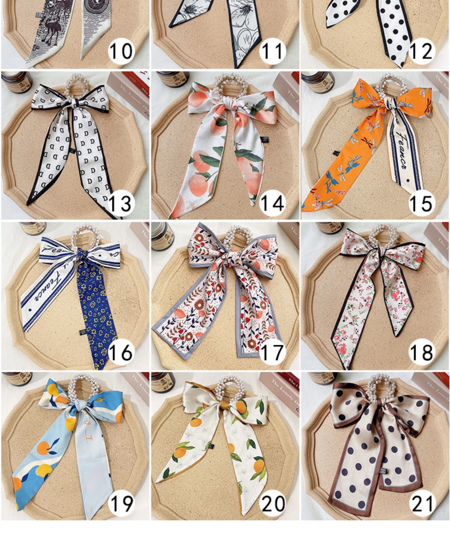 Pearl silk scarf, hair band, women's hair tie, ribbon, popular 2021 new summer thin hair tie head and hair tie detail image 4