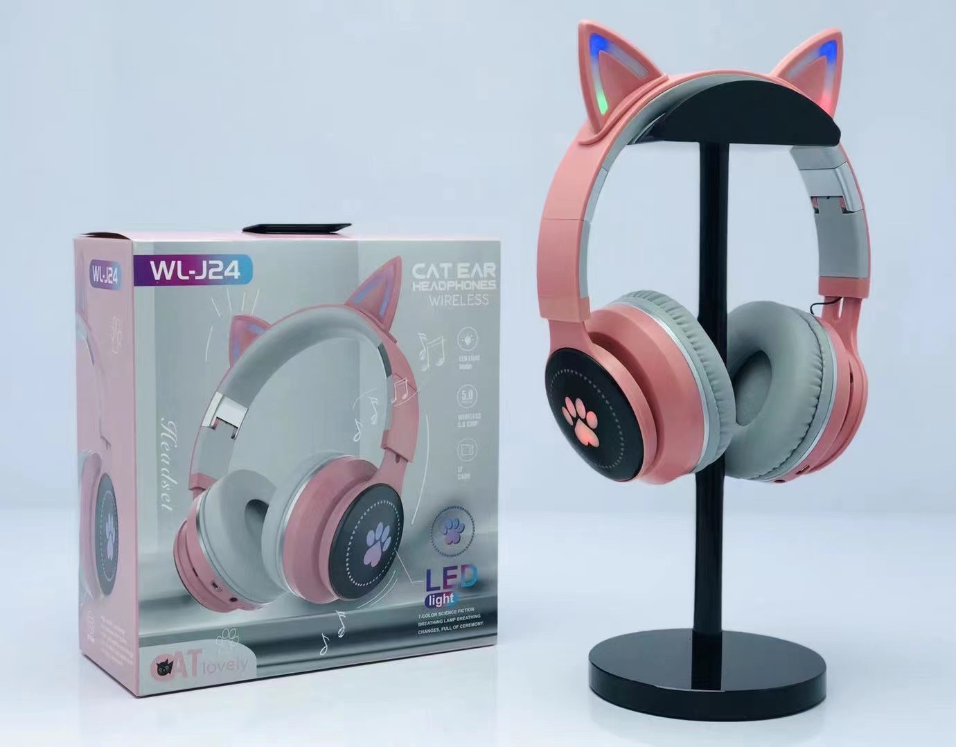 WL-j24 auriculares de oído de gato color: negro gris/rosa gris/púrpura gris/verde rosa/blanco color del caso: 89*49*79CM detail image 6