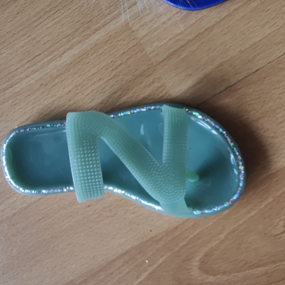 Dark green crystal sandals