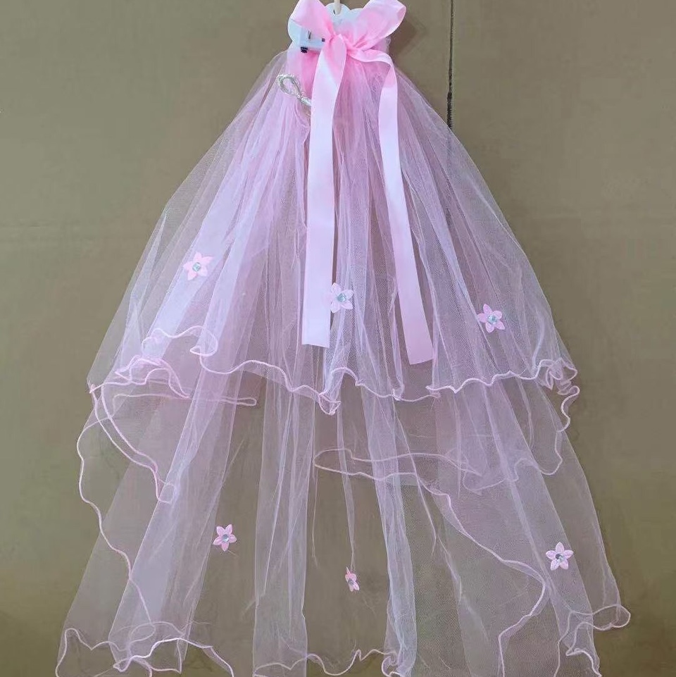 发光头纱 带花头纱 双层蝴蝶结头饰详情图1