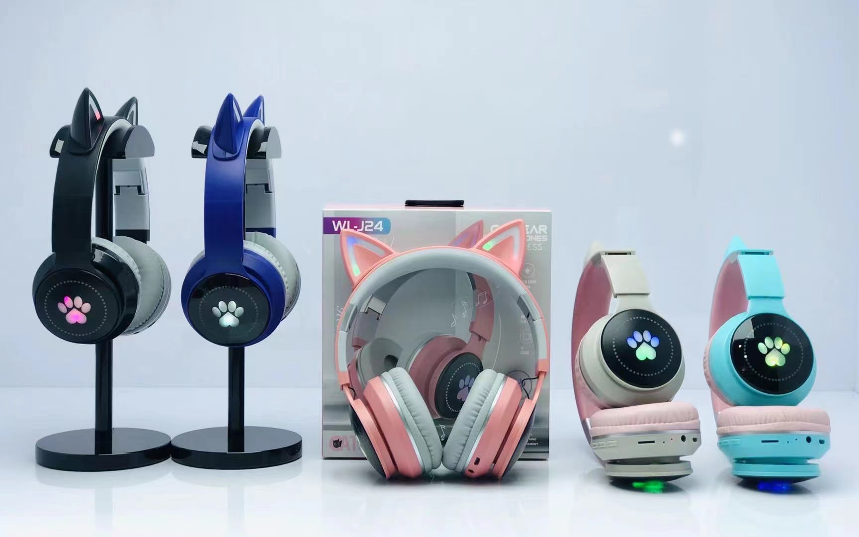 WL-j24 auriculares de oído de gato color: negro gris/rosa gris/púrpura gris/verde rosa/blanco color del caso: 89*49*79CM Item Picture