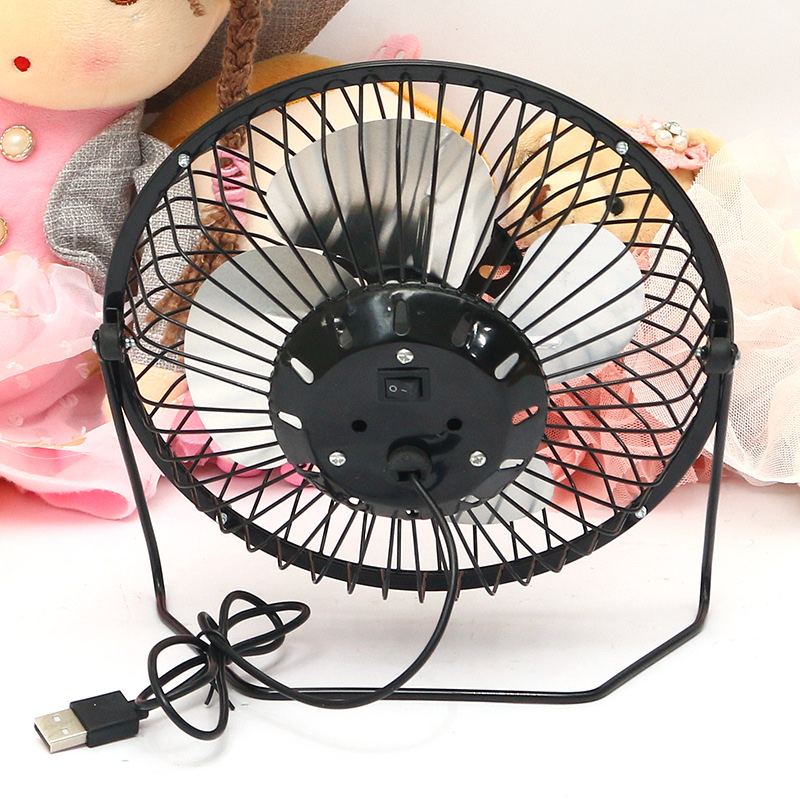 铁艺usb风扇7寸小电扇MINI FAN学生迷你礼品风扇logo 厂家黑色白底实物图