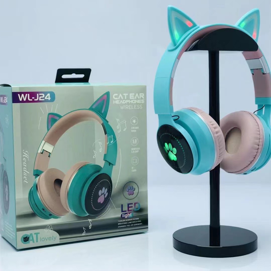 WL-j24 auriculares de oído de gato color: negro gris/rosa gris/púrpura gris/verde rosa/blanco color del caso: 89*49*79CM