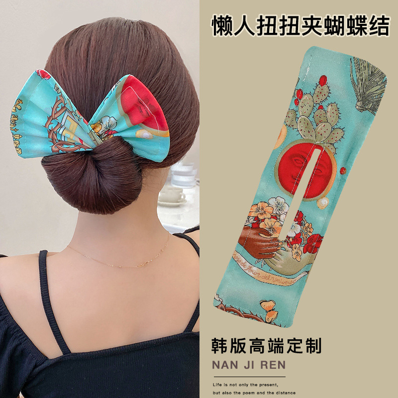 FLY61 Bow Twist Hair Clip, a summer bun hairstyle lazy person's magic hair clip for the back of the head, a headwear accessory detail image 7