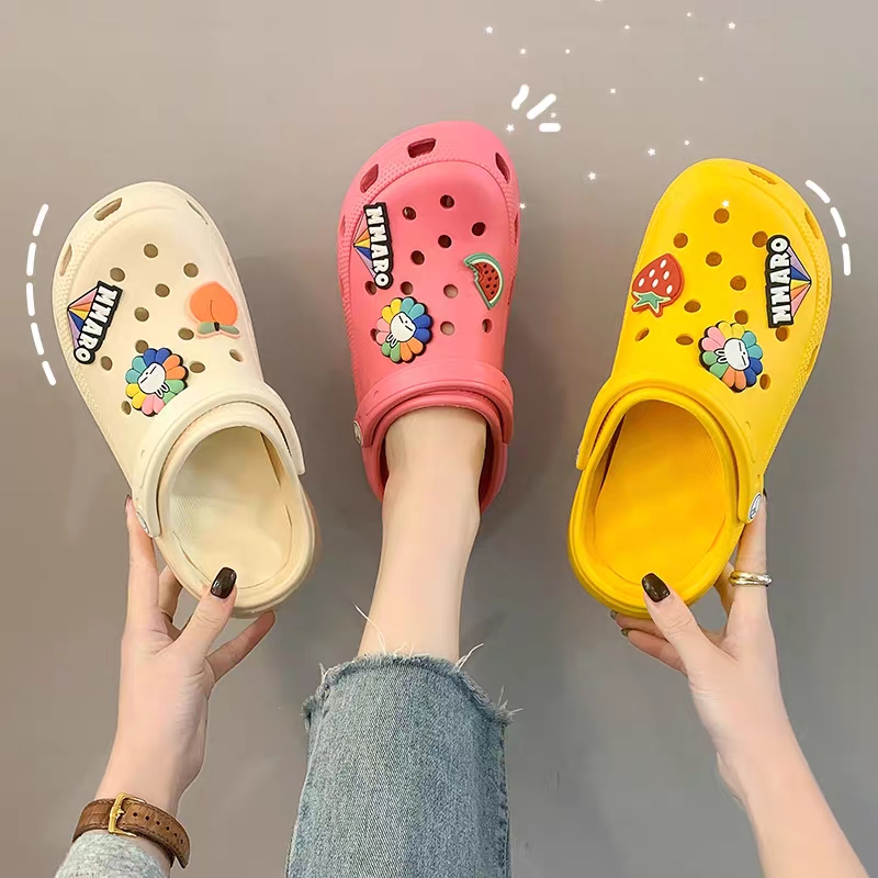 Rubber and plastic thick soled Crocs 2055