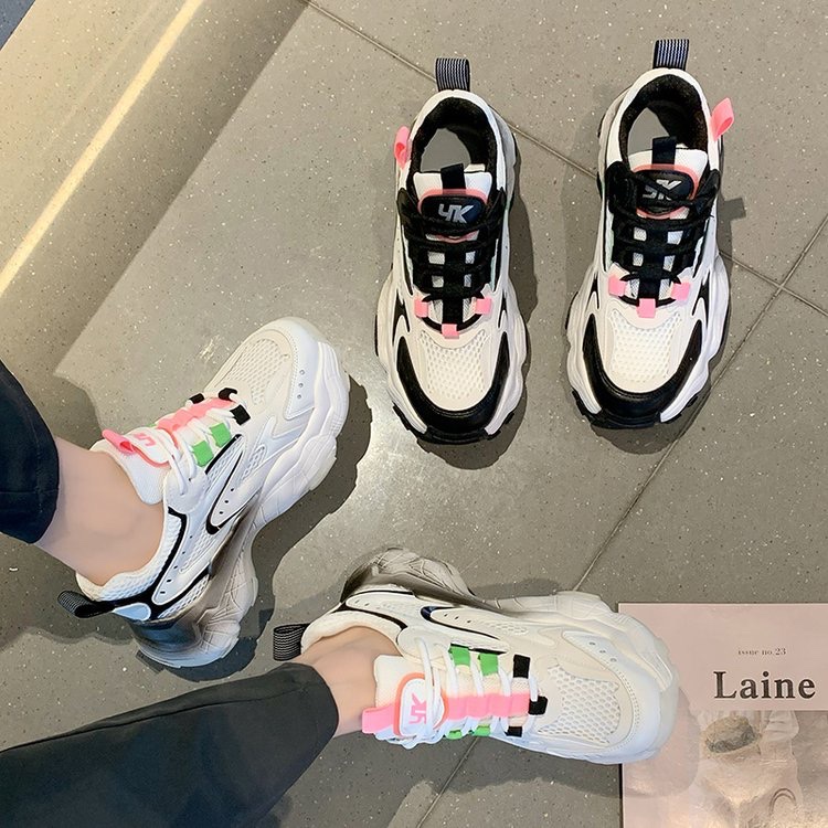 网红显瘦厚底增高老爹鞋女2021春秋新款女鞋韩版真皮运动休闲鞋潮详情图5