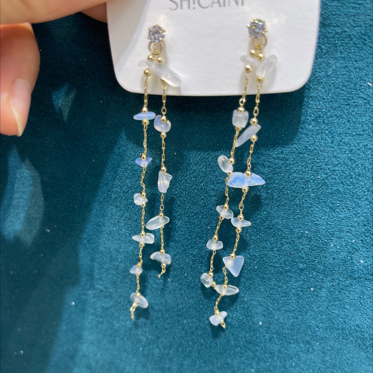Personalized long silver needle earrings
