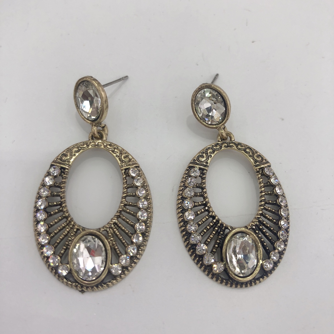 Elegant socialite senior sense personality atmosphere net red hipster fashion luxury temperament oval glass earrings thumbnail