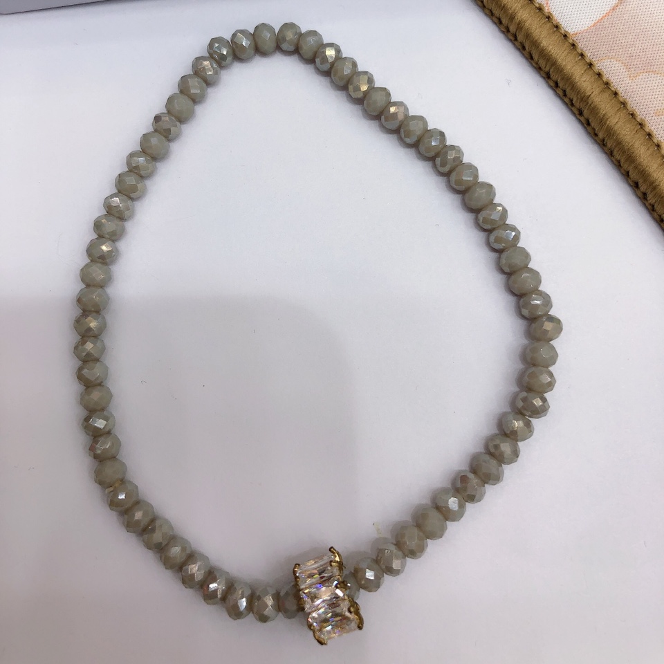 原创水晶手链手链饰品手链时尚手链女韩版手链饰品铜锆石镶嵌脚链灰色