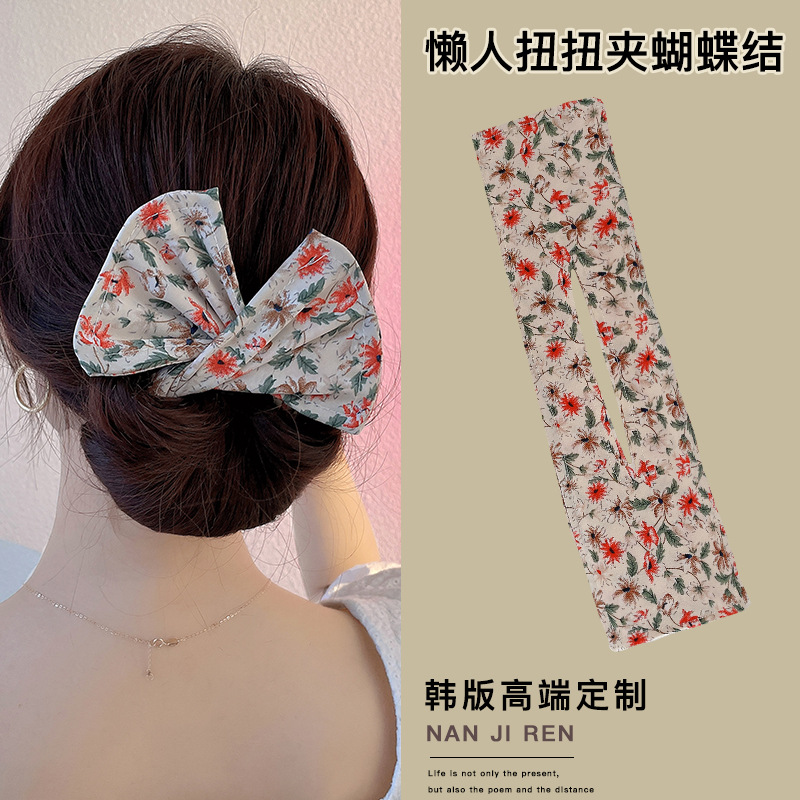FLY61 Bow Twist Hair Clip, a summer bun hairstyle lazy person's magic hair clip for the back of the head, a headwear accessory detail image 4