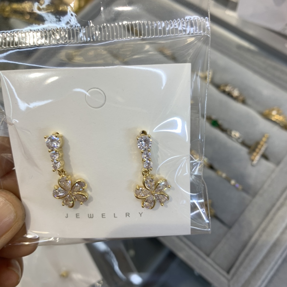 Earrings 029 Copper plated zircon gold thumbnail
