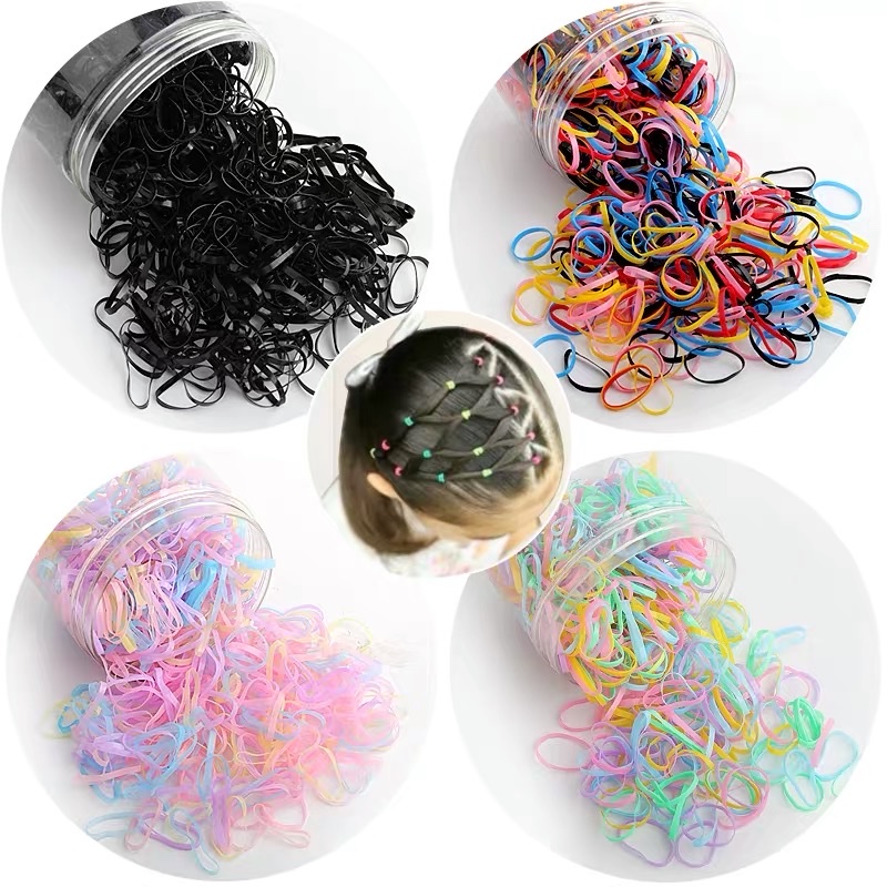 Children's headwear, girls' rubber band hair tie, disposable colored rubber band thickened, baby's hair tied without damaging the hair tie detail image 1