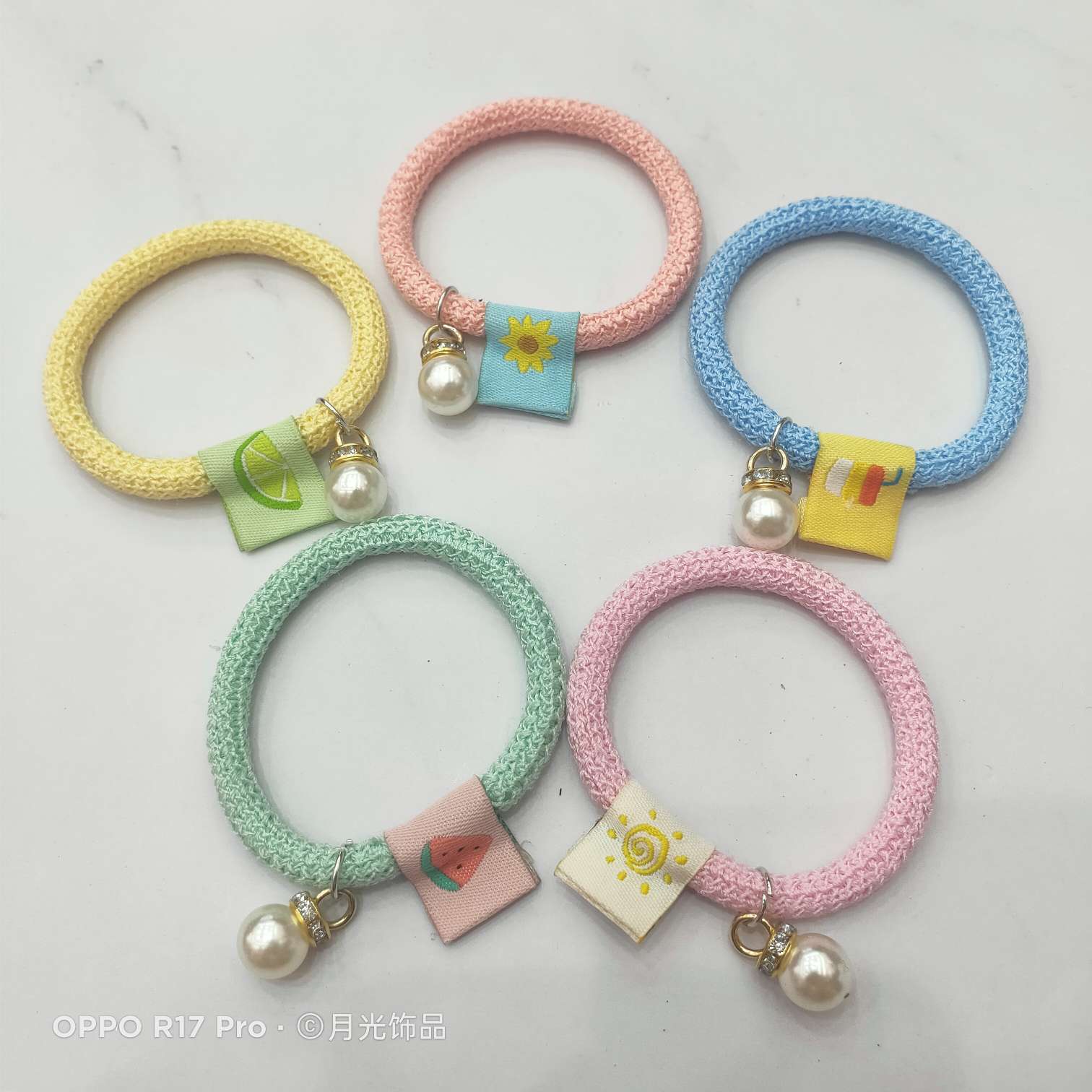 Korean-style trendy and fashionable netted pearl hair band and hair rope leather case details Picture