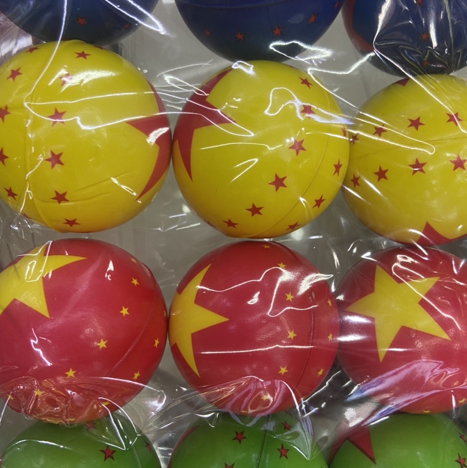 Factory direct sales 6.3 cm 4-color candy-colored five-pointed star balls for girls and boys, sponge balls, foam balls, children's toys. 12/opp