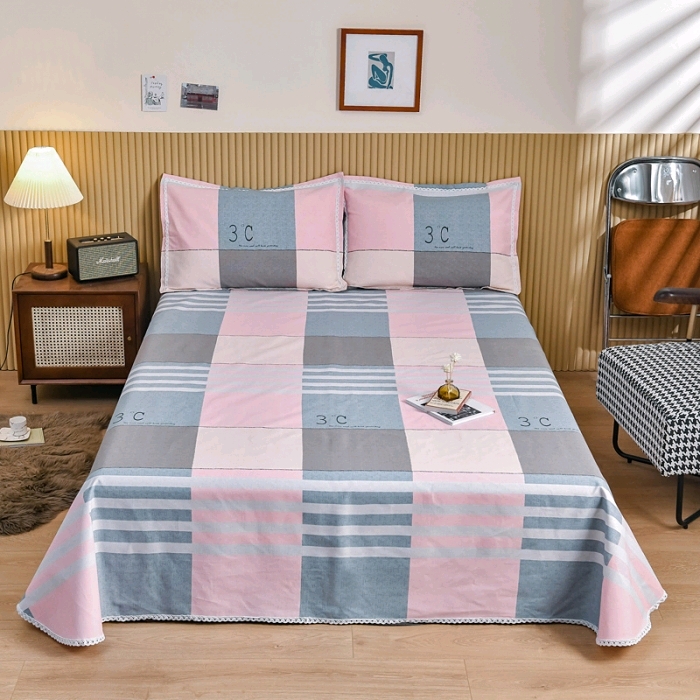 Cotton old coarse cloth three-piece set bed sheet coarse cloth mat all quilted single 8