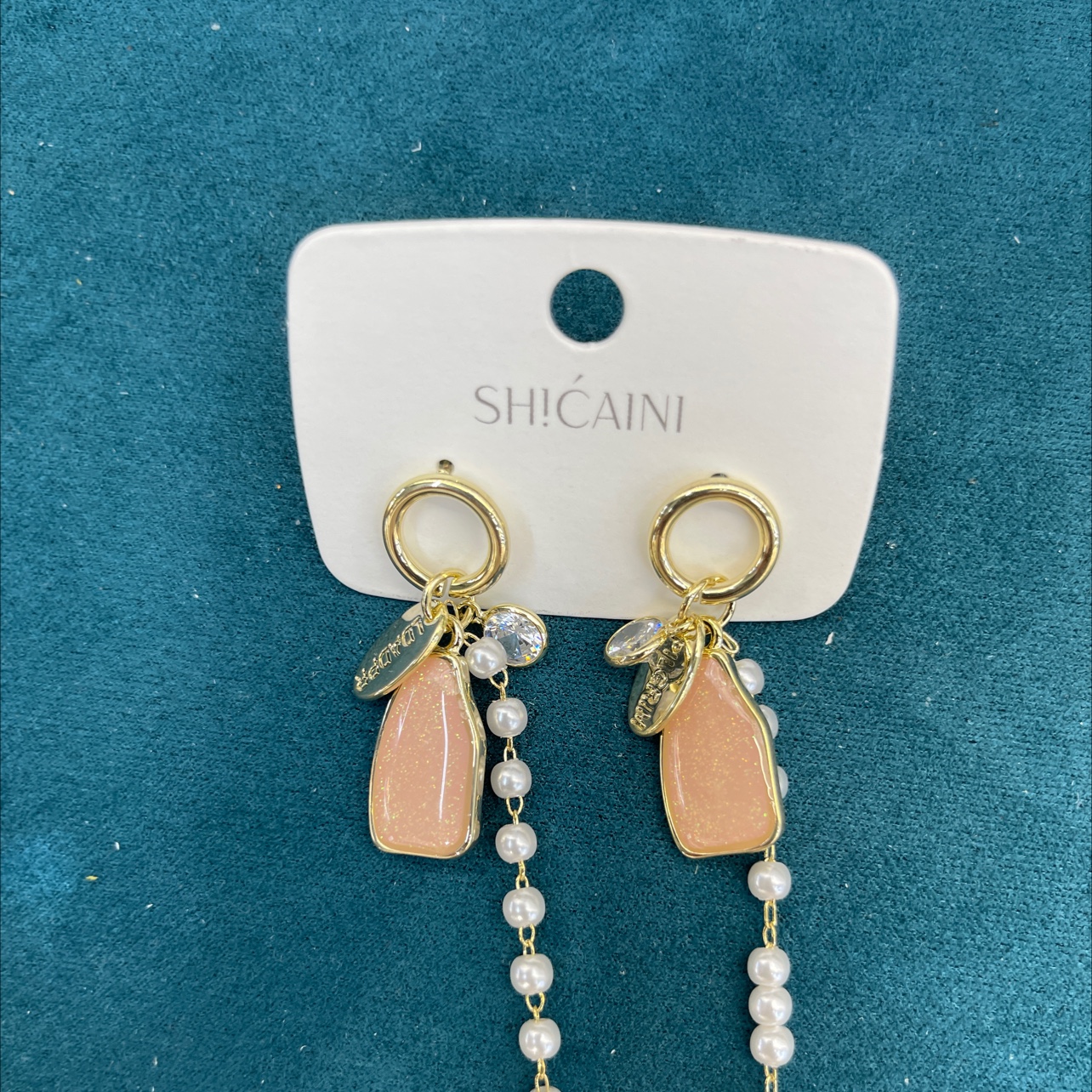 Pearl sparkling earrings silver needle