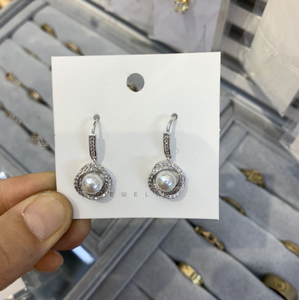 Earrings 023 copper plated gold zircon thumbnail