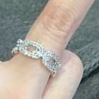 Fine flash small zircon ring with chain decoration adjustable food ring female