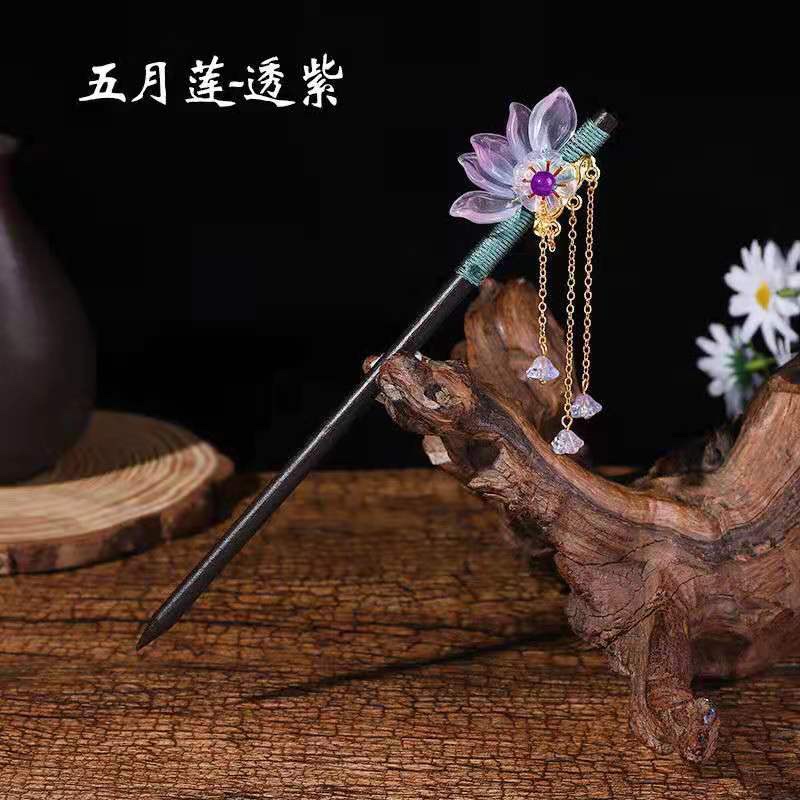 古风简约发簪女步摇流苏挽发木盘发发饰簪子