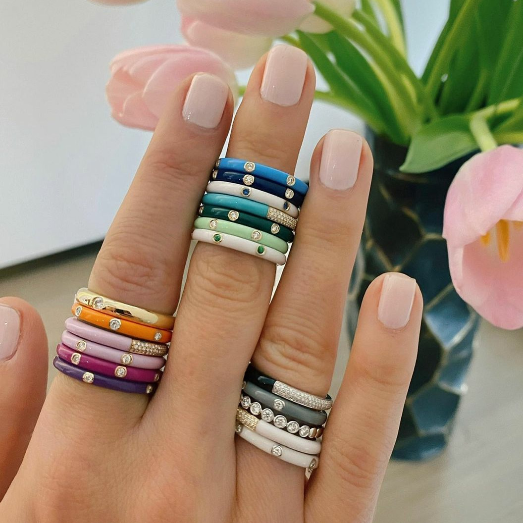 Summer fresh and colorful ring, fashionable and versatile, micro-set AAA zircon super fairy oil drip ring for women detail image 4