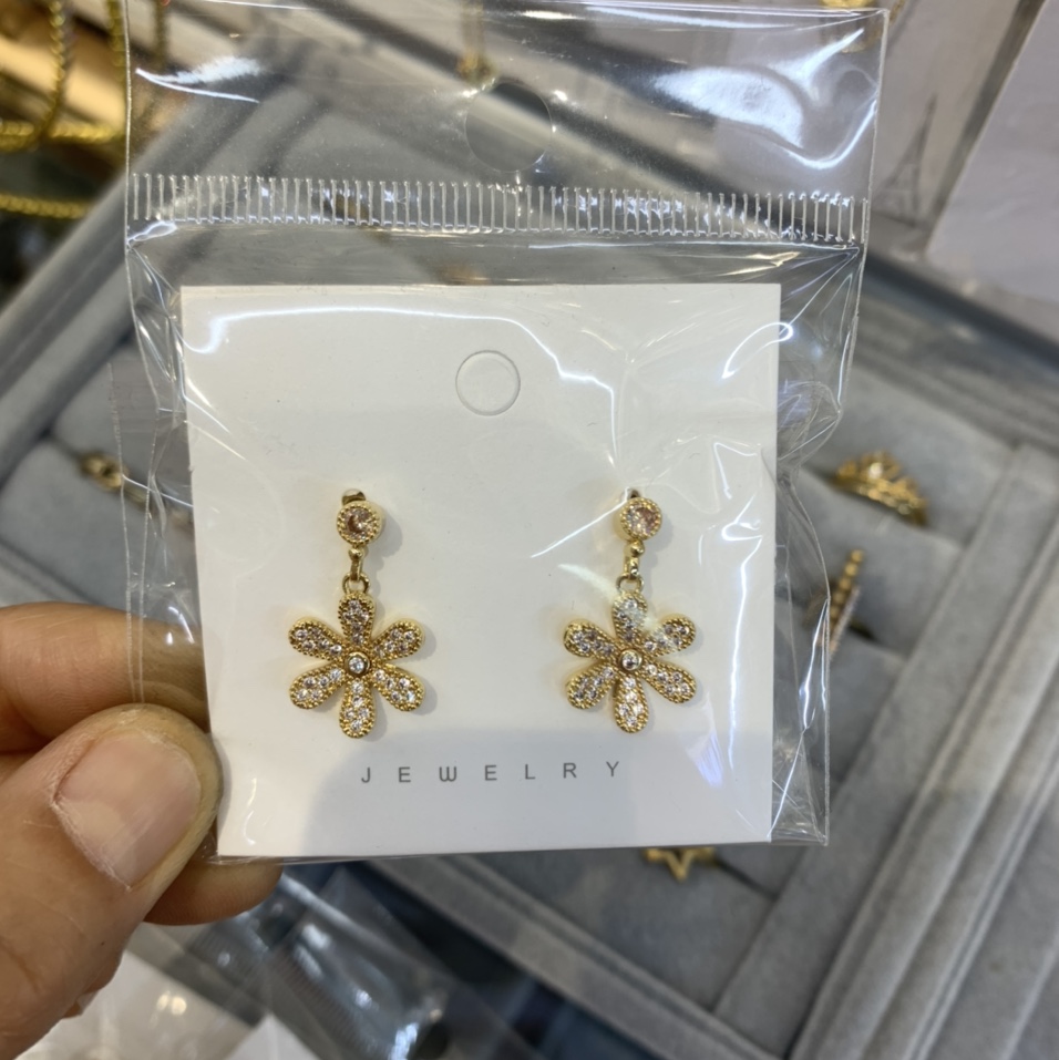 Earrings 028 copper plated gold zircon
