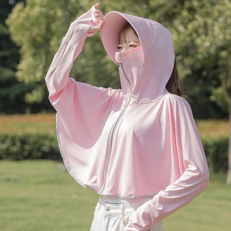 Ice Silk Riding Without Turning Over The Hooded Sunscreen