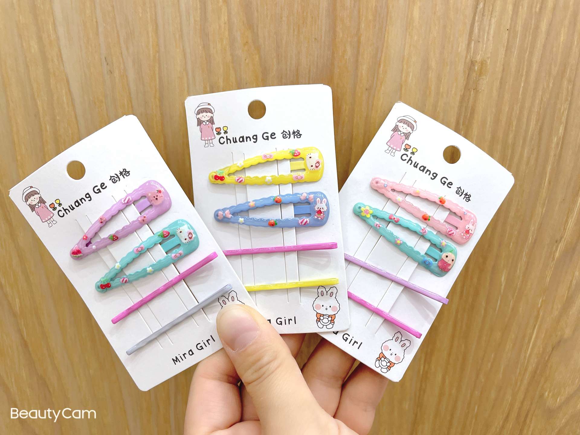 Korean-style simple and versatile oil-drip printed cartoon hair clips with the same printed cartoon broken hair clips and hairpin headwear as female Internet celebrities detail image 1