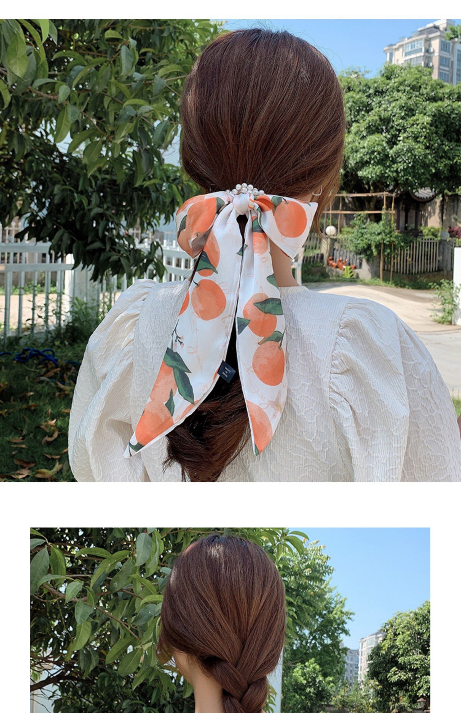 Pearl silk scarf, hair band, women's hair tie, ribbon, popular 2021 new summer thin hair tie head and hair tie detail image 15