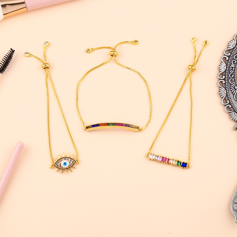 A new European and American fashion product, a delicate micro-inlaid zircon pull-out bracelet, a colorful crystal bracelet accessory for female students detail image 5