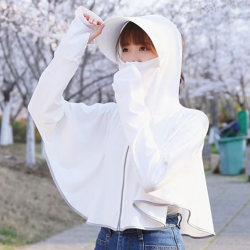 Ice Silk Riding Without Turning Over The Hooded Sunscreen Application Scenario