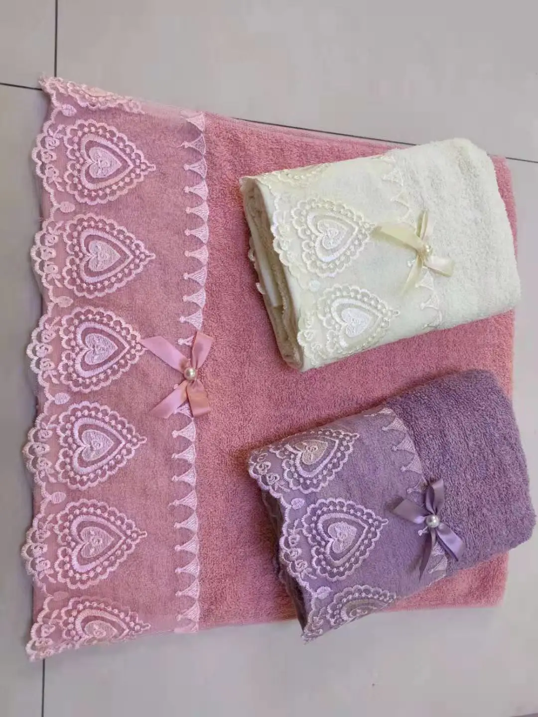 Caixing Foreign Trade lace bath towels of various sizes detail image 3