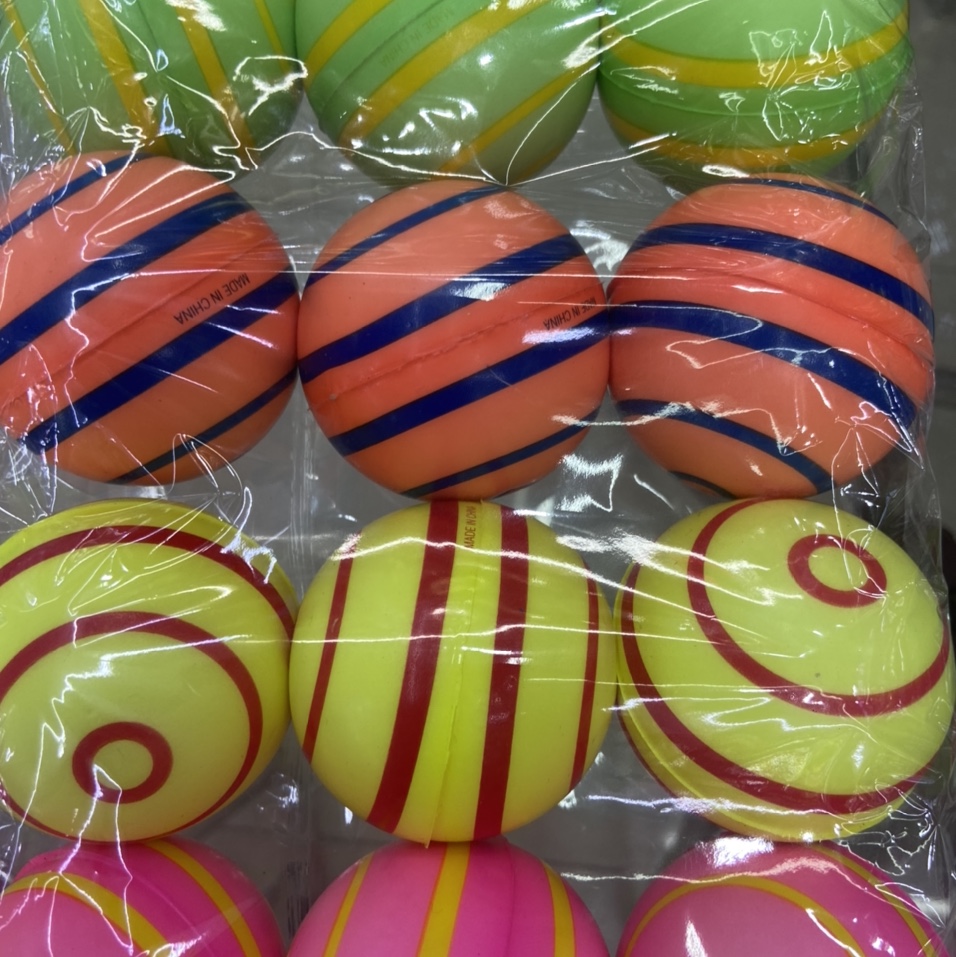 Factory direct sales 6.3 cm colorful dizzy-patterned toys for girls and boys, sponge balls, foam balls, children's toys. 12/opp