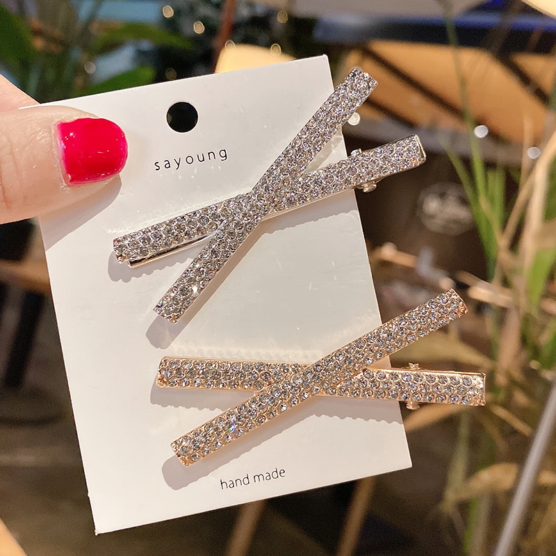 交叉发夹边夹少女夹子头饰韩国ins后脑勺网红发卡发饰顶夹鸭嘴夹