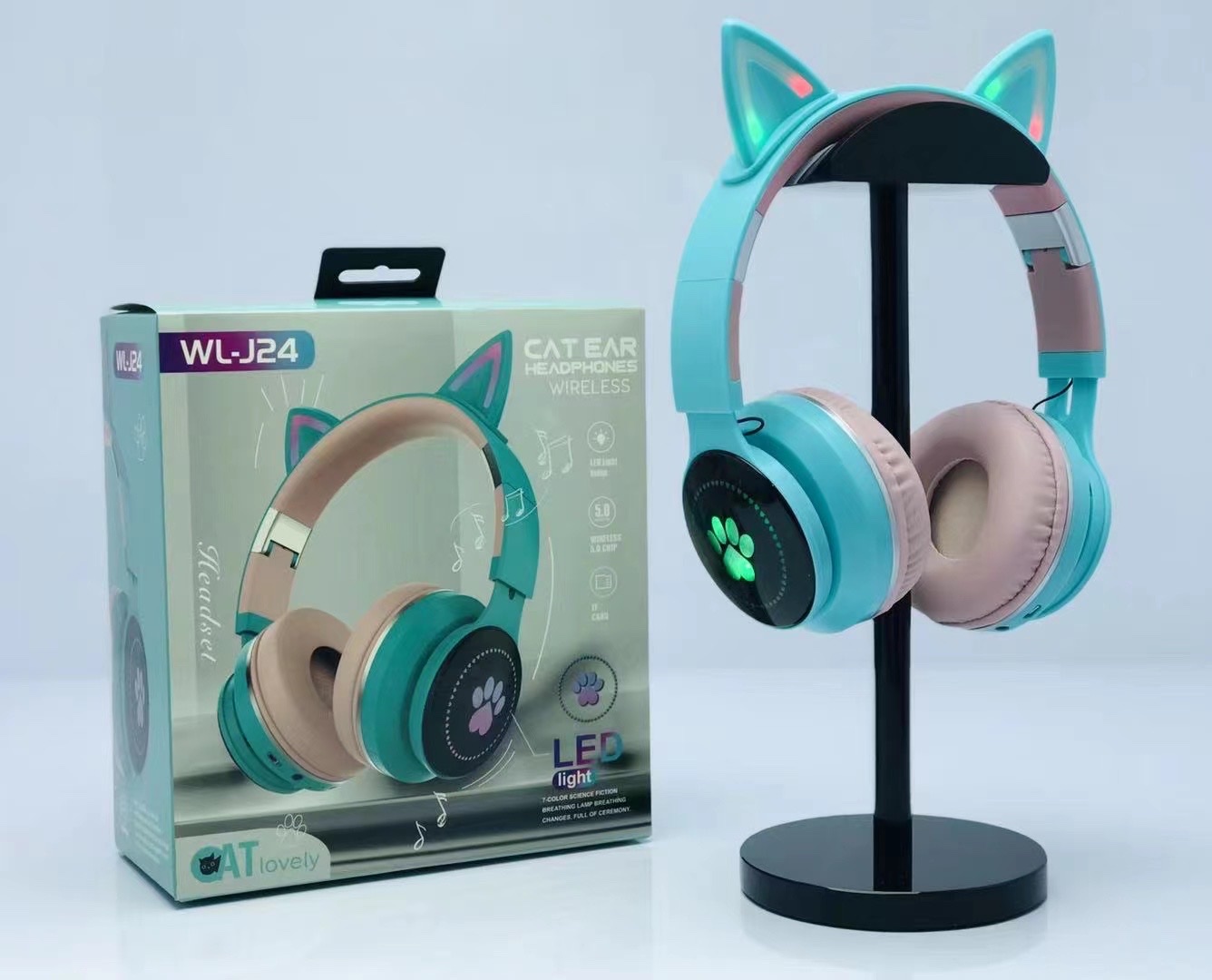 WL-j24 auriculares de oído de gato color: negro gris/rosa gris/púrpura gris/verde rosa/blanco color del caso: 89*49*79CM detail image 4