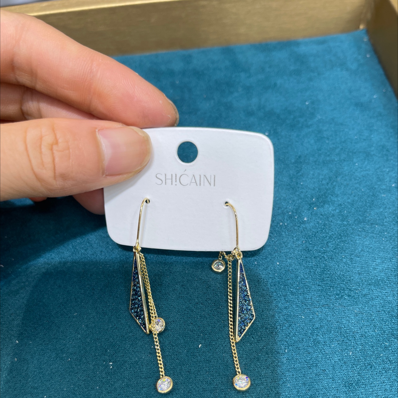 Blue temperament earhook earrings thumbnail