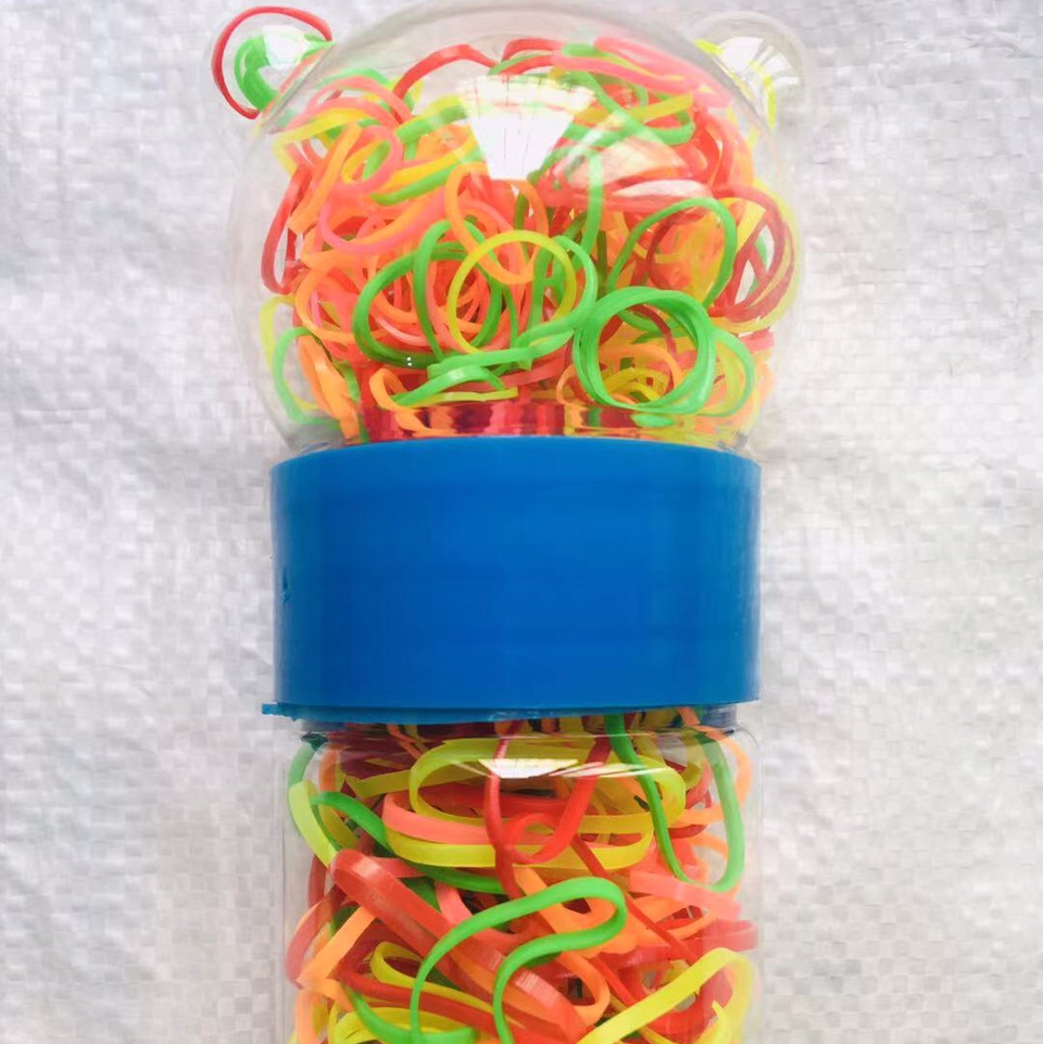 大小组合卡通瓶莹光色一次性皮筋