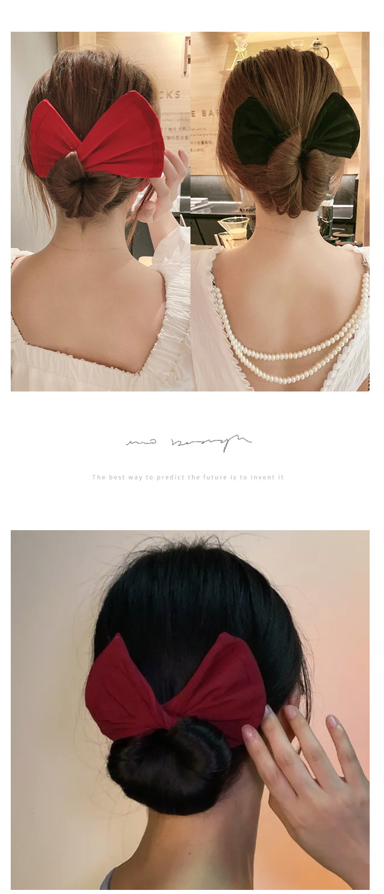 FLY61 Bow Twist Hair Clip, a summer bun hairstyle lazy person's magic hair clip for the back of the head, a headwear accessory detail image 11
