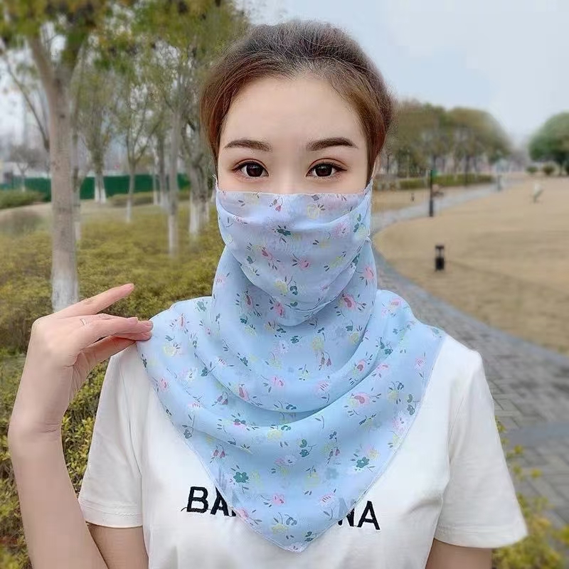 Chiffon Triangle Towel Blue Color Flower