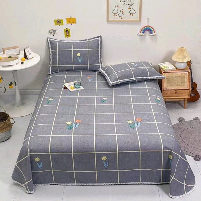 Cotton old coarse cloth three-piece set bed sheet coarse cloth mat all quilted single 11