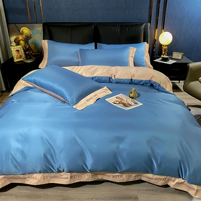 Factory direct letter wide edge washed silk embroidery four-piece set 7