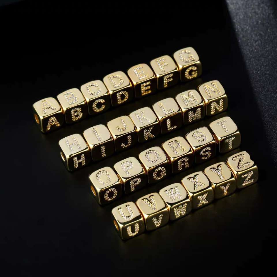 A French necklace bracelet pendant with gold-plated letters and slightly inlaid zircon detail image 1