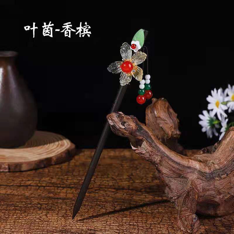 古风简约发簪女步摇流苏挽发木盘发发饰簪子现代时尚头饰发钗钗子