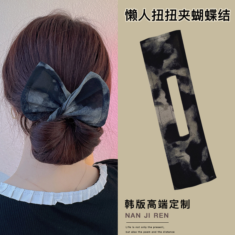 FLY61 Bow Twist Hair Clip, a summer bun hairstyle lazy person's magic hair clip for the back of the head, a headwear accessory detail image 6