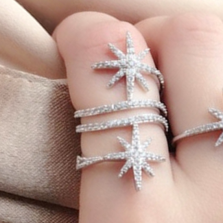 Temperament all match Mang stars European and American fashion new rings inlaid with zircon ring