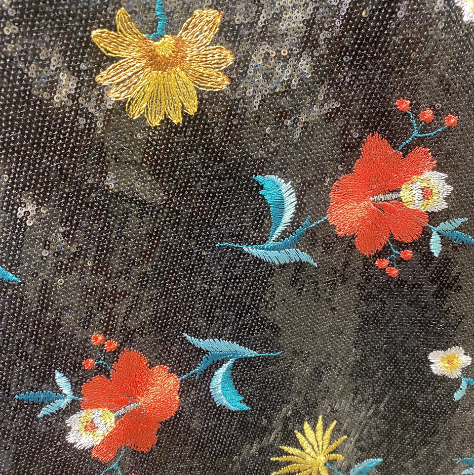 花朵亮片绣花 embroidery mesh图