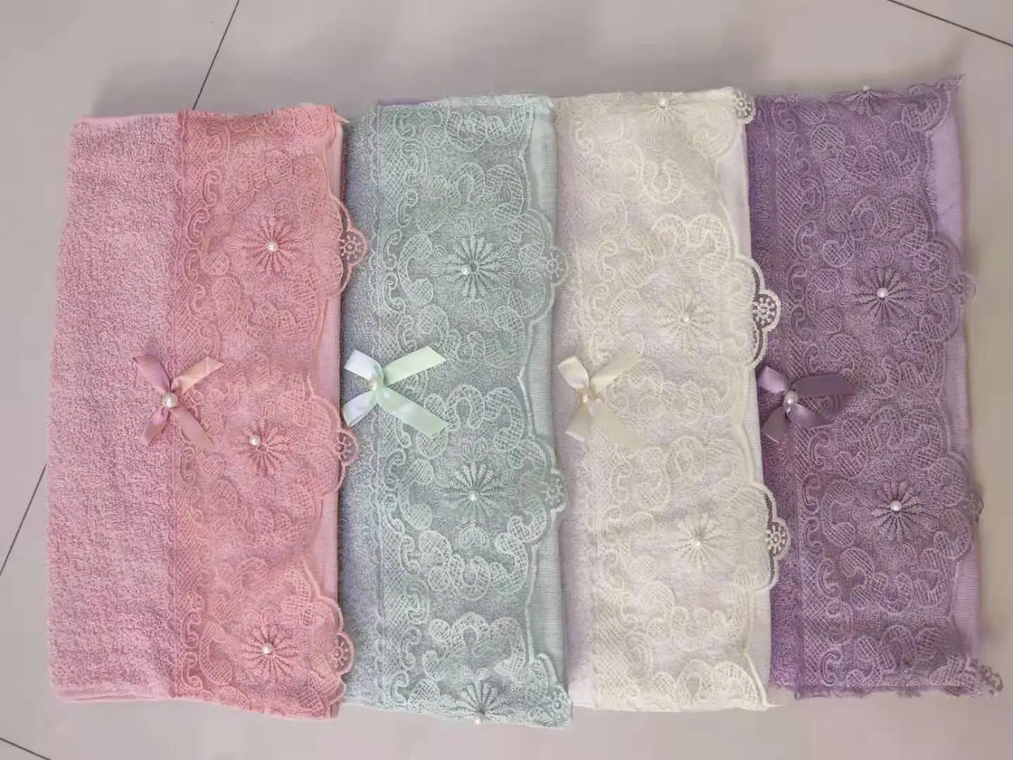 Caixing Foreign Trade lace bath towels of various sizes detail image 7