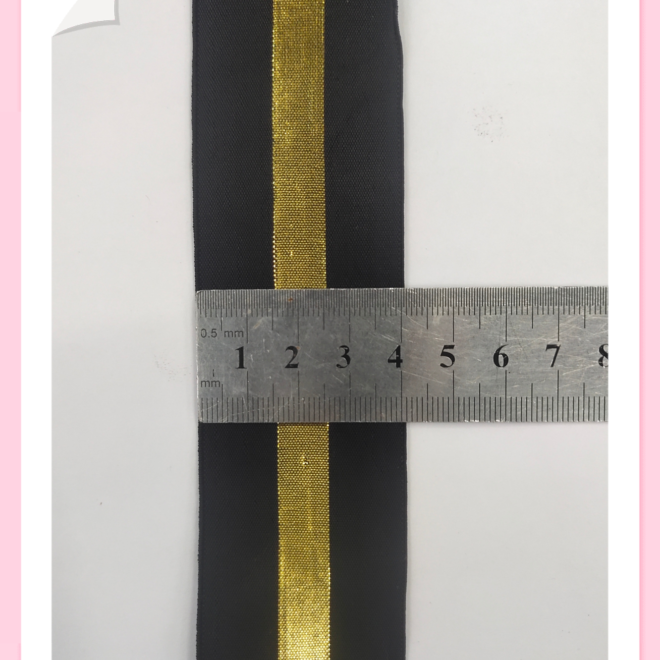 4Cm Black Medium Gold Elastic Band, Elastic Band.